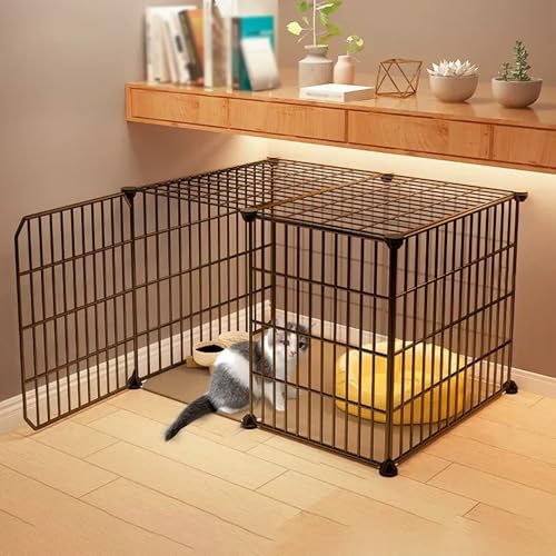 Katzengehege Indoor Kitten XXL Balkon Freigehege Kaninchen Auslaufgitter Laufkäfig Gittergehege Hasen Meerschweinchen Welpenauslauf DIY, Perfekt für Welpentraining (Color : A, Size : 74 * 37 * 37cm) von Generic