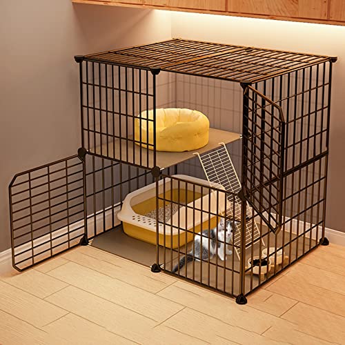 Katzengehege Indoor Kitten XXL Balkon Freigehege Kaninchen Auslaufgitter Laufkäfig Gittergehege Hasen Meerschweinchen Welpenauslauf DIY, Perfekt für Welpentraining (Color : A, Size : 74 * 47 * 72cm) von Generic