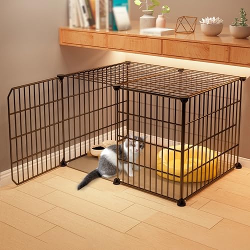 Katzengehege Indoor Kitten XXL Balkon Freigehege Kaninchen Auslaufgitter Laufkäfig Gittergehege Hasen Meerschweinchen Welpenauslauf DIY, Perfekt für Welpentraining (Color : A, Size : 74 * 47 * 37cm) von Generic