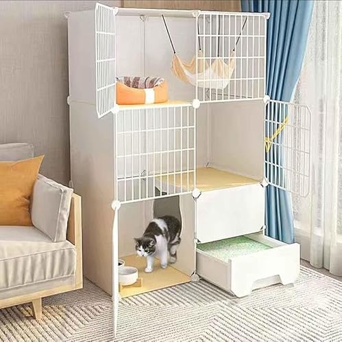Katzengehege Katzenhaus Indoor mit Toilette 3-stöckig Katzenkäfig mit Hängematte Katzenkäfig Balkon für 1–2 Katzen, Chinchilla Katzengehege Katzenhaus Indoor mit Toilette 3-stöckig Katzenkäfig mit Hängematte Katzenkäfig Balkon für 1–2 Katzen, Chinchilla von Generic