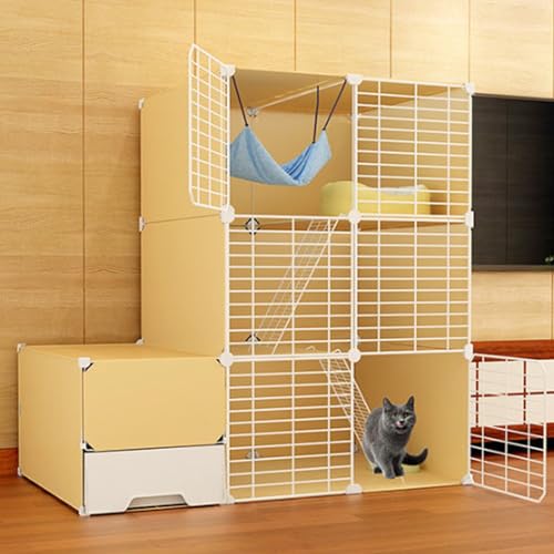Katzengehege Outdoor, 3-stöckiger Abnehmbarer Haustier-Laufstall for Den Innenbereich, Halbgeschlossene Katzennester Aus Metallgeflecht Und Kunststoffplatten, Vollständig Geschlossene Katzentoilette Katzengehege Outdoor, 3-stöckiger Abnehmbarer Haustier-Laufstall for Den Innenbereich, Halbgeschlossene Katzennester Aus Metallgeflecht Und Kunststoffplatten, Vollständig Geschlossene Katzentoilette von Generic