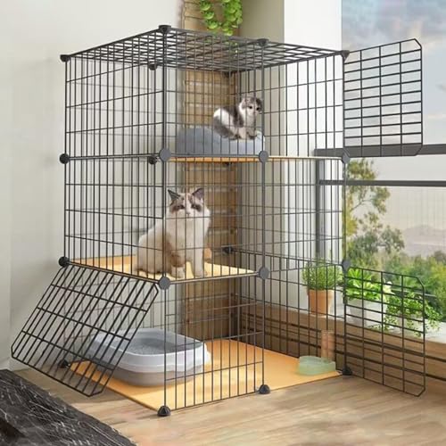 Katzengehege Outdoor, 3-stöckiger Katzenkäfig for Den Innenbereich, Abnehmbarer Haustier-Laufstall for Den Innenbereich, Metalldraht-Katzenhaus Mit Katzentoilette, Katzengehege for 1–2 Katzen Katzengehege Outdoor, 3-stöckiger Katzenkäfig for Den Innenbereich, Abnehmbarer Haustier-Laufstall for Den Innenbereich, Metalldraht-Katzenhaus Mit Katzentoilette, Katzengehege for 1–2 Katzen von Generic