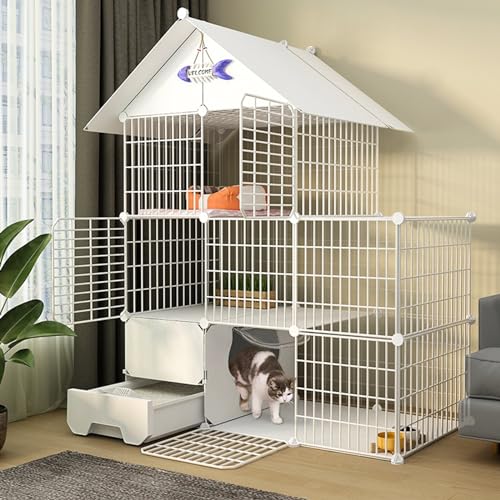 Katzengehege Outdoor, 3-stöckiger Katzenkäfig for Den Innenbereich, Vollständig Geschlossene Katzentoilette, DIY-Katzengehege Mit Hängematte, Chinchilla Käfig for 1–2 Katzen, Frettchen Katzengehege Outdoor, 3-stöckiger Katzenkäfig for Den Innenbereich, Vollständig Geschlossene Katzentoilette, DIY-Katzengehege Mit Hängematte, Chinchilla Käfig for 1–2 Katzen, Frettchen von Generic