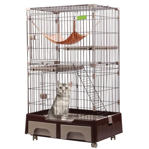 Katzengehege Outdoor, Katzentransportbox Mit Schublade, Katzentoilette Und Aufbewahrungsbox, Katzenlaufstall, Katzenkäfige Aus Metall Mit Extra Großer Hängematte, Käfig for Katzen for 1–2 Katzen von Generic