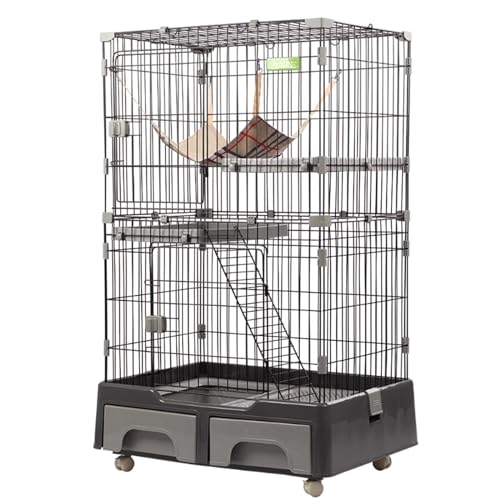 Katzengehege Outdoor, Katzentransportbox Mit Schublade, Katzentoilette Und Aufbewahrungsbox, Katzenlaufstall, Katzenkäfige Aus Metall Mit Extra Großer Hängematte, Käfig for Katzen for 1–2 Katzen von Generic