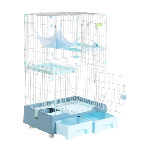 Katzengehege Outdoor, Katzentransportbox Mit Schublade, Katzentoilette Und Aufbewahrungsbox, Katzenlaufstall, Katzenkäfige Aus Metall Mit Extra Großer Hängematte, Käfig for Katzen for 1–2 Katzen von Generic