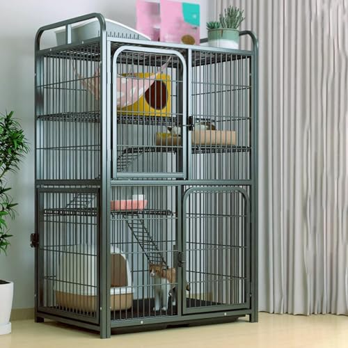 Katzengehege Outdoor Groß Aus Metall mit Stauraum, Katzenhaus Outdoor Stabile und Robuste Katzenhütte for Den Innen- und Außenbereich for Kleintiere(Black,78 * 54 * 140cm) von Generic