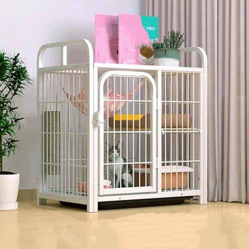 Katzengehege Outdoor Groß Aus Metall mit Stauraum, Katzenhaus Outdoor Stabile und Robuste Katzenhütte for Den Innen- und Außenbereich for Kleintiere(White,63 * 45 * 76cm) von Generic