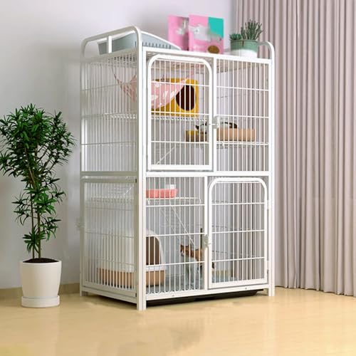 Katzengehege Outdoor Groß Aus Metall mit Stauraum, Katzenhaus Outdoor Stabile und Robuste Katzenhütte for Den Innen- und Außenbereich for Kleintiere(White,78 * 54 * 140cm) von Generic