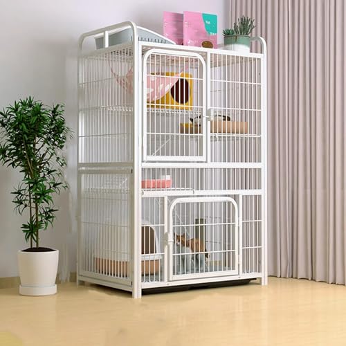Katzengehege Outdoor Groß Aus Metall mit Stauraum, Katzenhaus Outdoor Stabile und Robuste Katzenhütte for Den Innen- und Außenbereich for Kleintiere(White,85 * 62 * 140cm) von Generic