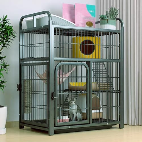 Katzengehege Outdoor Groß Aus Metall mit Stauraum und Robuste Katzenhütte for Den Innen- und Außenbereich for Kleintiere(Black,78 * 52 * 101cm) von Generic