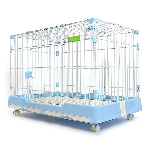 Katzengehege Outdoor mit Um 360° Drehbaren Rollen, mit Doppeltüren und Schubladen, Mit Oberlicht für Einfache Interaktion Geeignet für Große Hunde, Katzen (Color : Light Blue, Size : 99 * 62 * 70cm) von Generic