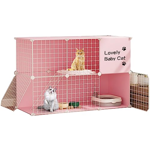 Katzengehege for Draußen DIY Kleintierkäfig for Kaninchen, Einfach zu Säubern,Tragbarer Metalldraht, Großer Raum, freie Aufteilung,Geeignet for Katzen, Meerschweinchen, Welpen (Color : Pink, Size : Katzengehege for Draußen DIY Kleintierkäfig for Kaninchen, Einfach zu Säubern,Tragbarer Metalldraht, Großer Raum, freie Aufteilung,Geeignet for Katzen, Meerschweinchen, Welpen (Color : Pink, Size : von Generic
