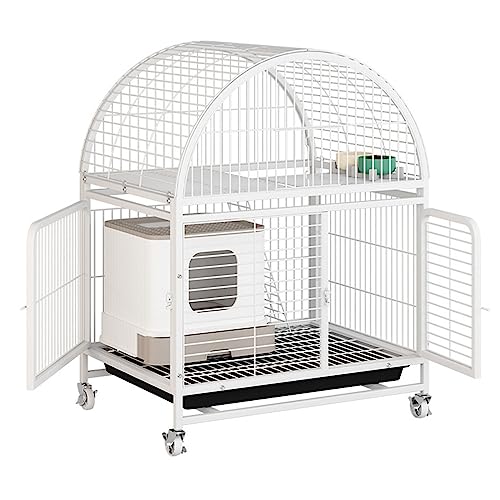 Katzengehege for Draußen aus Stahlrohr mit Universalrädern und Kollisionssichere Türschlösser Leicht Zu Bewegen, Partitionierung auf Mehreren Ebenen,Geeignet for Katzen, Hunde (Color : White, Size : Katzengehege for Draußen aus Stahlrohr mit Universalrädern und Kollisionssichere Türschlösser Leicht Zu Bewegen, Partitionierung auf Mehreren Ebenen,Geeignet for Katzen, Hunde (Color : White, Size : von Generic