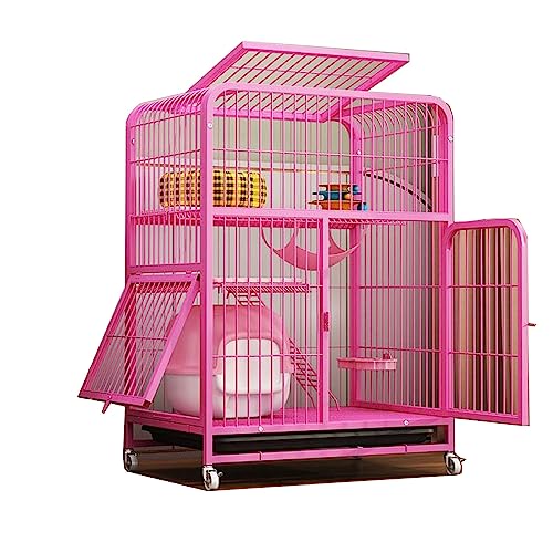 Katzengehege for Draußen mit Hochwertigen Universalrädern, Leicht zu Bewegen, Die Unterseite ist verschlüsselt, um EIN Einklemmen der Füße zu Verhindern Geeignet for Katzen, Hunde (Color : Pink, Siz von Generic