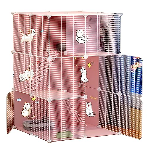 Katzengehege für Draußen Balkon Aus Metall Und Harzmaterial, Atmungsaktiv, Sichtbar，Geeignet für Katzen, Hunde, Kleintiere (Color : Pink, Size : 75 * 39 * 109CM_Type B) von Generic