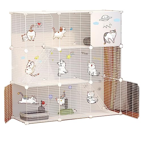 Katzengehege für Draußen Balkon Aus Metall Und Harzmaterial, Atmungsaktiv, Sichtbar，Geeignet für Katzen, Hunde, Kleintiere (Color : White, Size : 111 * 39 * 109CM_Type A) von Generic