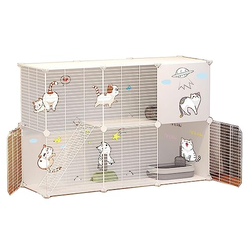 Katzengehege für Draußen Balkon Aus Metall Und Harzmaterial, Atmungsaktiv, Sichtbar，Geeignet für Katzen, Hunde, Kleintiere (Color : White, Size : 111 * 39 * 73CM_Type A) von Generic