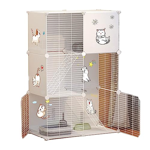 Katzengehege für Draußen Balkon Aus Metall Und Harzmaterial, Atmungsaktiv, Sichtbar，Geeignet für Katzen, Hunde, Kleintiere (Color : White, Size : 75 * 39 * 109CM_Type A) von Generic