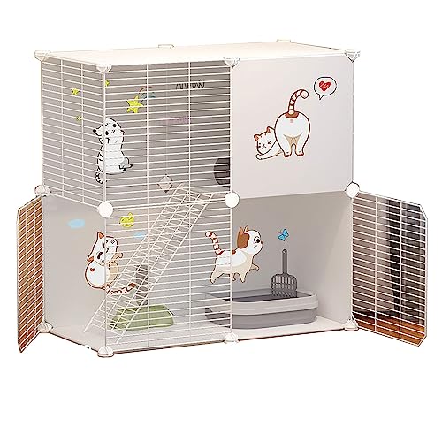 Katzengehege für Draußen Balkon Aus Metall Und Harzmaterial, Atmungsaktiv, Sichtbar，Geeignet für Katzen, Hunde, Kleintiere (Color : White, Size : 75 * 39 * 73CM_Type A) von Generic