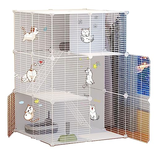 Katzengehege für Draußen Balkon Aus Metall Und Harzmaterial, Atmungsaktiv, Sichtbar，Geeignet für Katzen, Hunde, Kleintiere (Color : White, Size : 75 * 75 * 109CM_Type C) von Generic