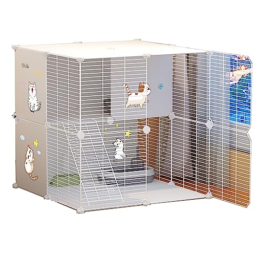 Katzengehege für Draußen Balkon Aus Metall Und Harzmaterial, Atmungsaktiv, Sichtbar，Geeignet für Katzen, Hunde, Kleintiere (Color : White, Size : 75 * 75 * 73CM-B_Type A) von Generic