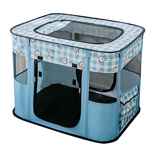 Katzengehege für Draußen aus Oxford-Stoffmaterial, Staubdicht und Atmungsaktiv, Faltbarer Katzenzelt Outdoor, Geeignet Pour Welpen, Hunde, Katzen, Häschen, 5 Farben ( Color : Blue , Size : 110*85*60 c von Generic