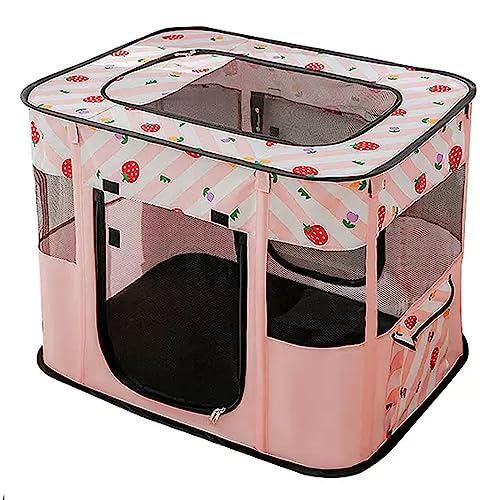 Katzengehege für Draußen aus Oxford-Stoffmaterial, Staubdicht und Atmungsaktiv, Faltbarer Katzenzelt Outdoor, Geeignet Pour Welpen, Hunde, Katzen, Häschen, 5 Farben ( Color : Pink , Size : 110*85*60 c von Generic