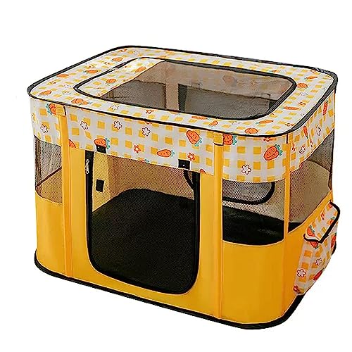 Katzengehege für Draußen aus Oxford-Stoffmaterial, Staubdicht und Atmungsaktiv, Faltbarer Katzenzelt Outdoor, Geeignet Pour Welpen, Hunde, Katzen, Häschen, 5 Farben ( Color : Yellow , Size : 80*60*55 von Generic