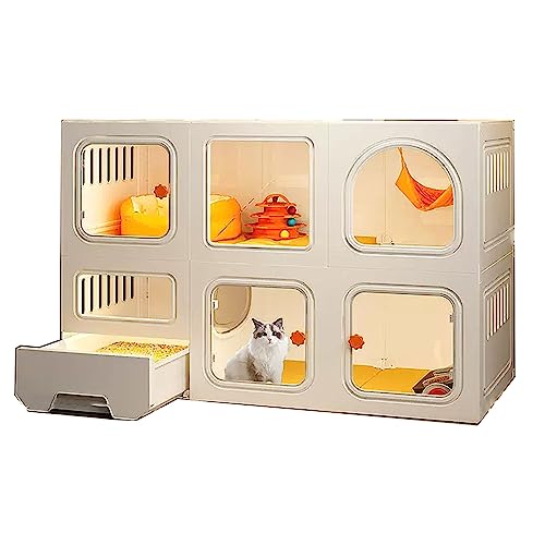 Katzengehege für Draußen mit Katzentoilette，Atmungsaktives, transparentes Sichtfenster，Großer Raum, Freie Aufteilung for Haustierkatzen, Hunde, Kaninchen (Size : 106 * 46.5 * 71cm, Color : Type B) von Generic