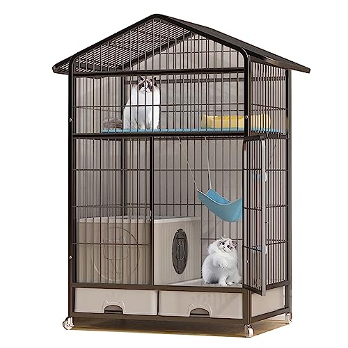 Katzengehege für Katzen Draußen mit Um 360° Drehbaren Rädern, Unteres Kaschmirkissen，Mehrgeschossige Aufstockung Ultrabreite Plattform Geeignet für Katzen, Hunde, Kaninchen (Color : Black, Size : 83 von Generic