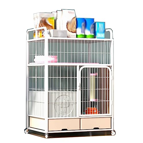 Katzengehege für Katzen Draußen mit Um 360° Drehbaren Rädern, Unteres Kaschmirkissen，Mehrgeschossige Aufstockung Ultrabreite Plattform Geeignet für Katzen, Hunde, Kaninchen (Color : White, Size : 83 von Generic