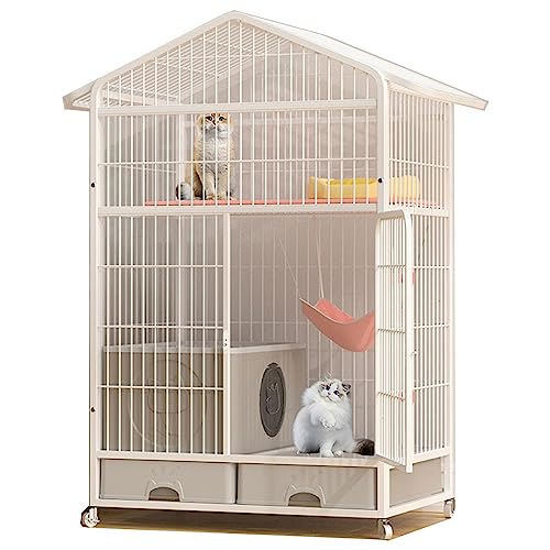 Katzengehege für Katzen Draußen mit Um 360° Drehbaren Rädern, Unteres Kaschmirkissen，Mehrgeschossige Aufstockung Ultrabreite Plattform Geeignet für Katzen, Hunde, Kaninchen (Color : White, Size : 83 von Generic