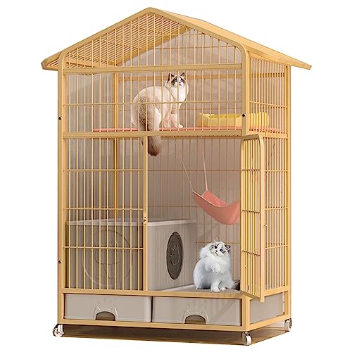 Katzengehege für Katzen Draußen mit Um 360° Drehbaren Rädern, Unteres Kaschmirkissen，Mehrgeschossige Aufstockung Ultrabreite Plattform Geeignet für Katzen, Hunde, Kaninchen (Color : Yellow, Size : 8 von Generic