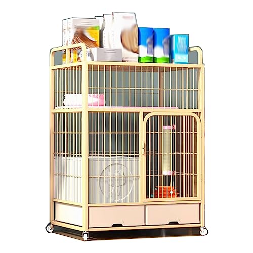 Katzengehege für Katzen Draußen mit Um 360° Drehbaren Rädern, Unteres Kaschmirkissen，Mehrgeschossige Aufstockung Ultrabreite Plattform Geeignet für Katzen, Hunde, Kaninchen (Color : Yellow, Size : 8 von Generic