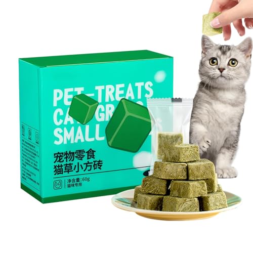 Katzengras -Snack - Gefriergetrocknete 60g Catnip -Leckereien für Zahnen und Haarballentfernung | Natures essbares Gras für Katzen, gesunder Snack für Innenkatzen und Kätzchen von Generic