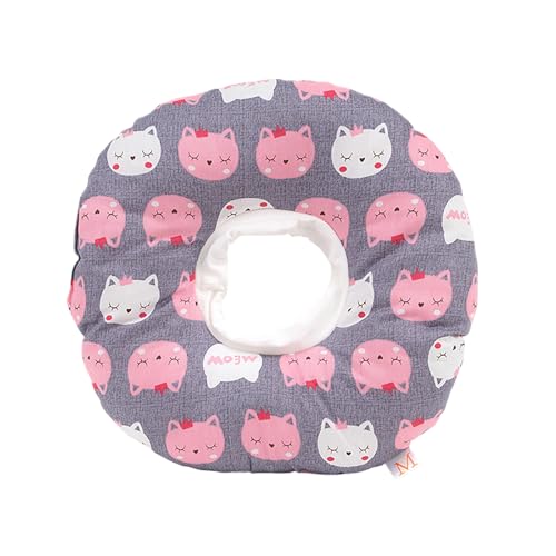Katzenhalsband, weich, zur Genesung, E-Halsband, verstellbar, um Lecken zu verhindern, bequem, leicht, für den Hals nach der Behandlung, süßer Katzendonut (Katze M) Cjw810 (Grey, 29cm) von Generic