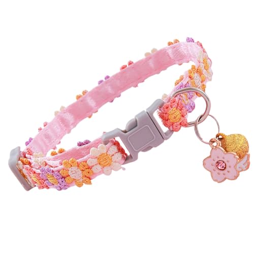 Katzenhalsband mit Blumenmotiv – Katzenhalsband mit Glöckchen, verstellbares Hundehalsband | Haustierbedarf, Katzenzubehör, süßes Kätzchenkostüm, Halsschmuck für Welpen, Kätzchen und Katzen von Generic