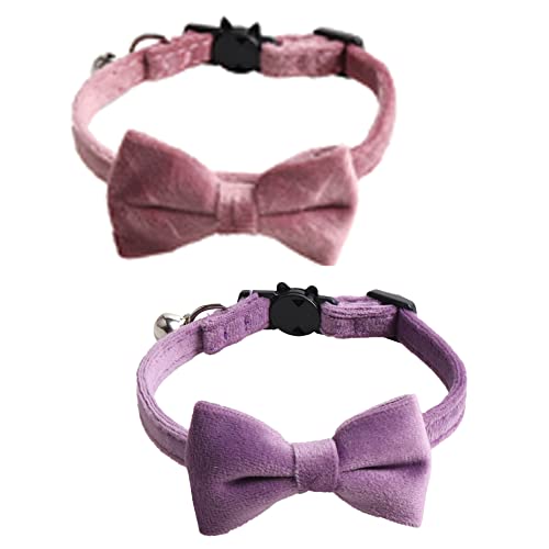 Katzenhalsband mit Fliege und Glocke, verstellbares weiches Sicherheitshalsband, geeignet für die meisten Hauskatzen und Welpen,2 teilige von Generic