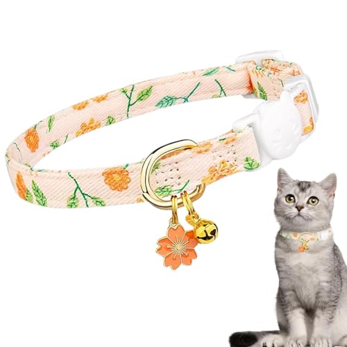 Katzenhalsband mit Glöckchen, abnehmbare Katzenhalsbänder, Katzenhalsband aus Baumwolle mit Blumenanhänger, Katzenhalsband mit sicherer Sicherheitsschnalle, Halsband für Haustiere im Freien Katzenhalsband mit Glöckchen, abnehmbare Katzenhalsbänder, Katzenhalsband aus Baumwolle mit Blumenanhänger, Katzenhalsband mit sicherer Sicherheitsschnalle, Halsband für Haustiere im Freien von Generic