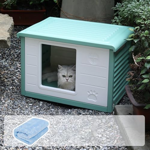 Katzenhaus Im Freien, Abnehmbare Katzenvilla Aus Kunststoff Katze Katzenhöle Katzenversteck Villa De Luxe Haus Für Katzen Draußen Winterfest Katzenhütte Maße 60.5 * 42 * 40.5 Cm(Color:Green,Size:B (wi Katzenhaus Im Freien, Abnehmbare Katzenvilla Aus Kunststoff Katze Katzenhöle Katzenversteck Villa De Luxe Haus Für Katzen Draußen Winterfest Katzenhütte Maße 60.5 * 42 * 40.5 Cm(Color:Green,Size:B (wi von Generic