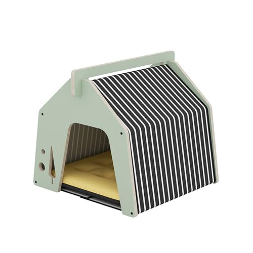 Katzenhaus Indoor Großer Raum, Aus Massivholz, Stabile Unterstützung, Gut Lüften, Atmungsaktives Gewebe, für Katzen Kleiner Hund Welpe (Color : Light Green) von Generic