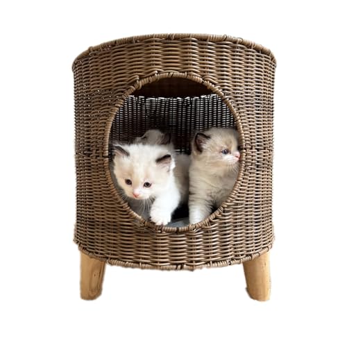 Katzenhaus Indoor Halbgeschlossen, Doppelschicht, Handgemacht, Geeignet für Alle Jahreszeiten, PP-Rattanimitat, für Katzen und Andere Kleintiere Katzenhaus Indoor Halbgeschlossen, Doppelschicht, Handgemacht, Geeignet für Alle Jahreszeiten, PP-Rattanimitat, für Katzen und Andere Kleintiere von Generic