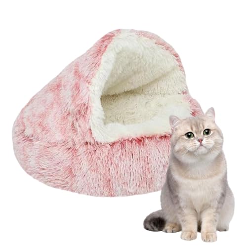 Katzenhöhlenbett | Katzenhaus | Wärmendes Haustierbett mit nicht zusammengeklapptem Bezug für Indoor-Katzen oder kleine Hunde, maschinenwaschbar, rutschfest, Langflor: 65 x 65 cm, Refer to description von Generic