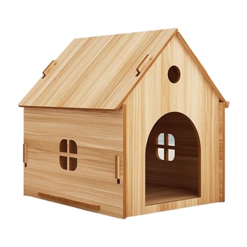 Katzenhütte Outdoor Holz Hundehütte Leicht Zusammenzubauen, Gute Belüftung, Stabil und Langlebig, Geeignet für Alle Jahreszeiten, für Katzen Welpe (Color : Light Walnut A, Size : 50 * 44 * 52CM) von Generic