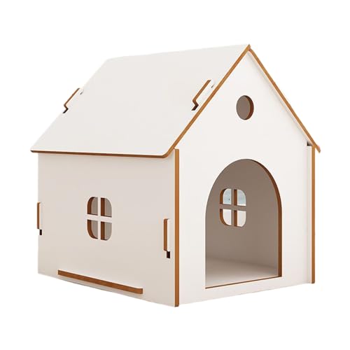 Katzenhütte Outdoor Holz Hundehütte Leicht Zusammenzubauen, Gute Belüftung, Stabil und Langlebig, Geeignet für Alle Jahreszeiten, für Katzen Welpe (Color : White A, Size : 40 * 39 * 45CM) von Generic