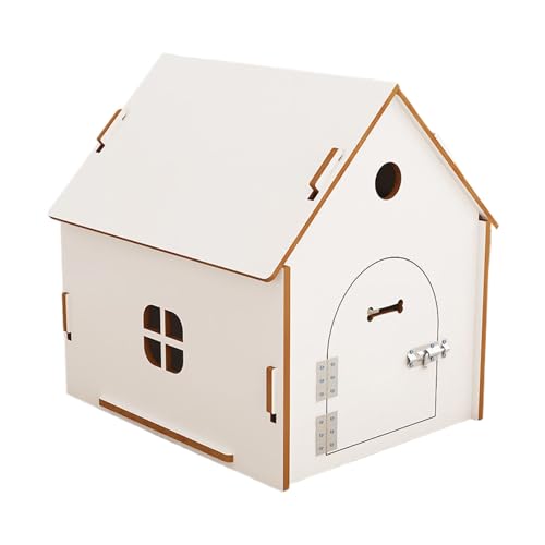 Katzenhütte Outdoor Holz Hundehütte Leicht Zusammenzubauen, Gute Belüftung, Stabil und Langlebig, Geeignet für Alle Jahreszeiten, für Katzen Welpe (Color : White B, Size : 57 * 48 * 59CM) von Generic