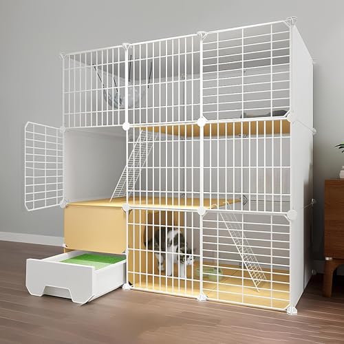 Katzenkäfig, Katzenkäfige Für Den Innenbereich Mit Katzentoilette, Abnehmbare Outdoor Katzengehege, Haustierkäfige Für Katzen, Einfach Zusammenzubauen(White,111 * 49 * 111cm(B)) von Generic