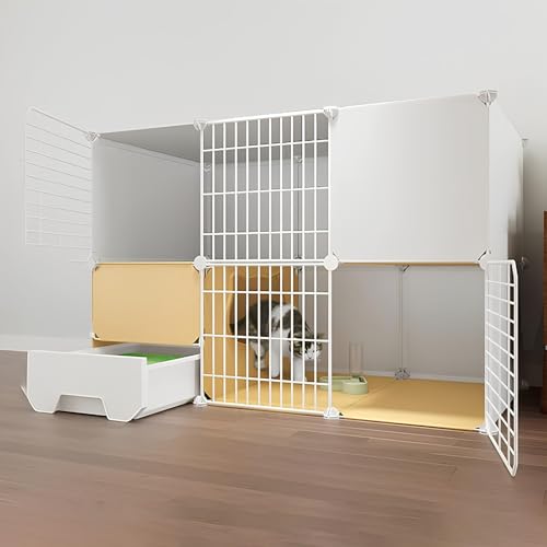 Katzenkäfig, Katzenkäfige Für Den Innenbereich Mit Katzentoilette, Abnehmbare Outdoor Katzengehege, Haustierkäfige Für Katzen, Einfach Zusammenzubauen(White,111 * 49 * 75cm(A)) von Generic