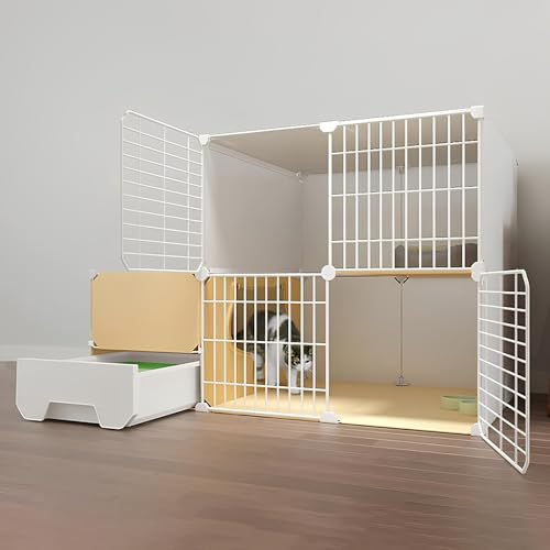 Katzenkäfig, Katzenkäfige Für Den Innenbereich Mit Katzentoilette, Abnehmbare Outdoor Katzengehege, Haustierkäfige Für Katzen, Einfach Zusammenzubauen(White,111 * 49 * 75cm(B)) von Generic